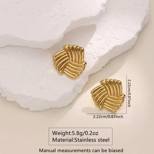 1 Pair Casual Vacation Sweet Irregular Stripe Bow Knot Hollow Out 304 Stainless Steel Imitation Gold Ear Studs