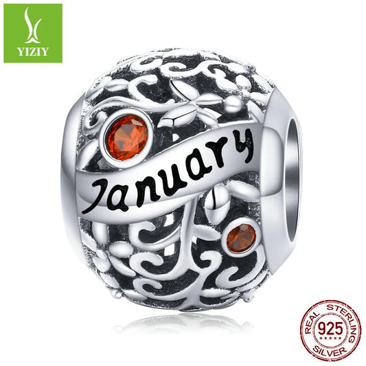 1 Piece 925 Sterling Silver Birthstone Solid Color Jewelry Accessories