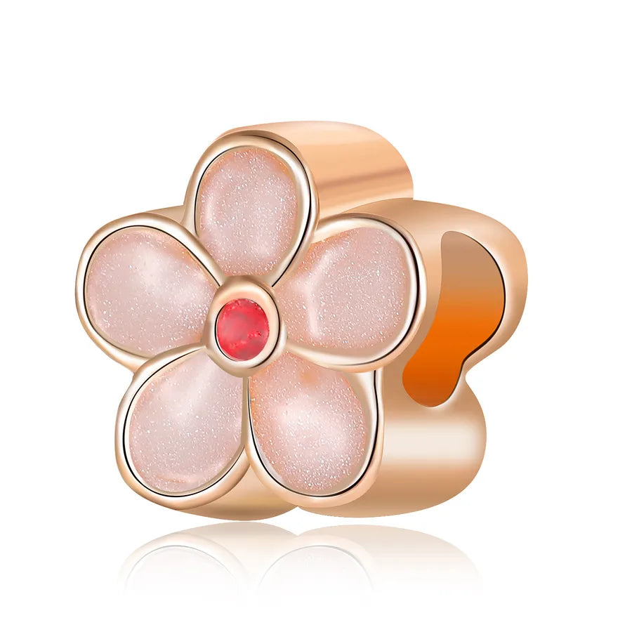 1 Piece 1.2*1.2*0.8cm Alloy Flower Pendant Beads