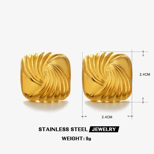 1 Pair Casual Elegant Hip-Hop Square Lines 304 Stainless Steel 18K Gold Plated Ear Studs