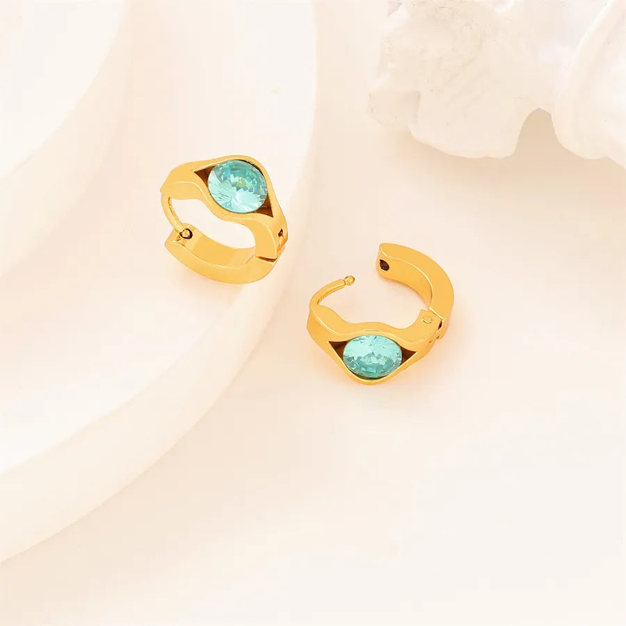 1 Pair Elegant Shiny Solid Color 304 Stainless Steel Earrings