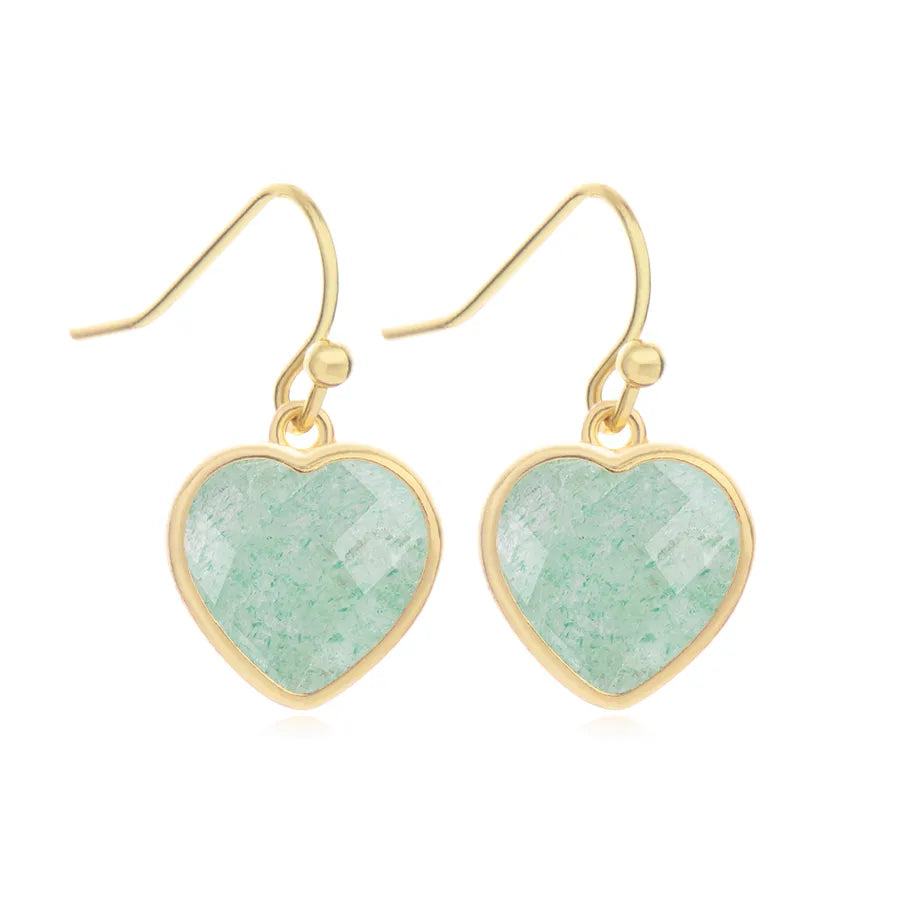 1 Piece and 1 Pack Cute Modern Style Shiny Heart Shape natural stone Copper Drop Earrings