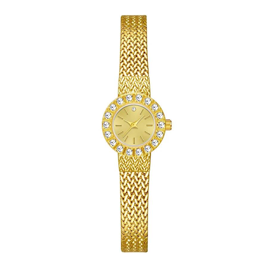 High Quality BS Women's Watch Elegant Wheat Stalk Vintage Gold Quartz Fashionable Round Dial Alloy Strap Mineral Enhanced Glass