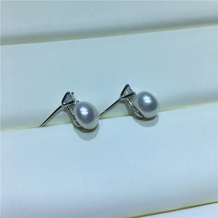 1 Pair Pearl Freshwater pearl earrings Geometric Ear Studs