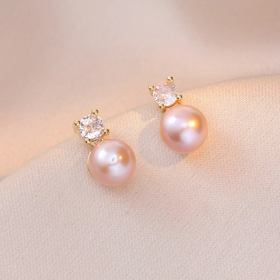 1 Pair Elegant Pearl Freshwater Pearl Copper Earrings