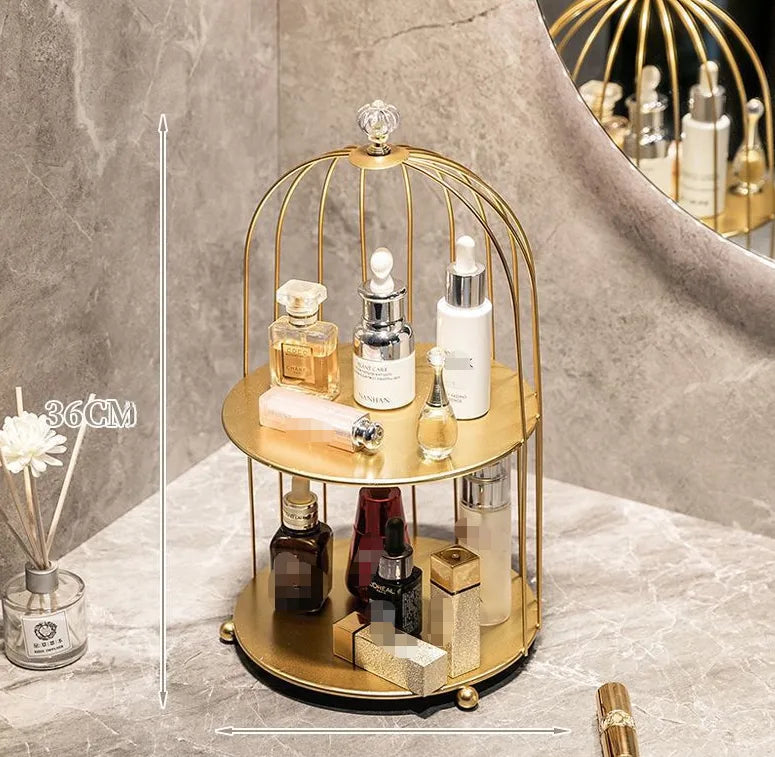 Iron bird cage desktop storage rack home decoration cosmetics wash dressing table organizing storage rack