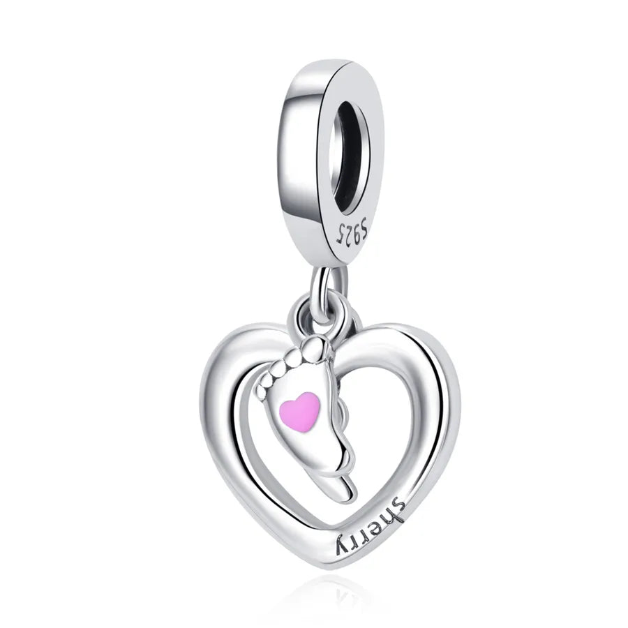 1 Piece 21*9mm 22*12mm 925 Sterling Silver Heart Shape Footprint Polished Pendant Jewelry Accessories