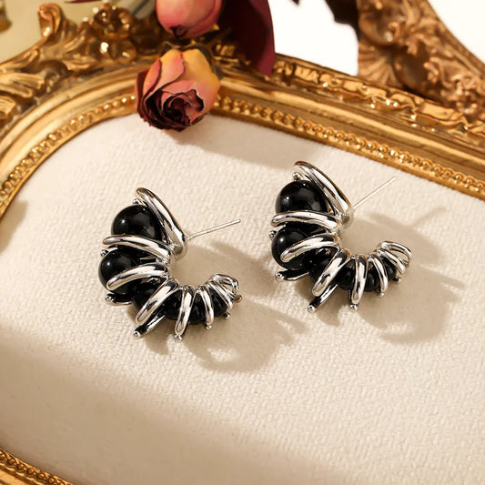 1 Pair Vacation Simple Style Geometric natural stone Copper 18K Gold Plated Ear Studs