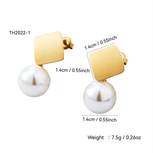 1 Pair Elegant Pearl Pearl 304 Stainless Steel Pearl 18K Gold Plated Ear Studs