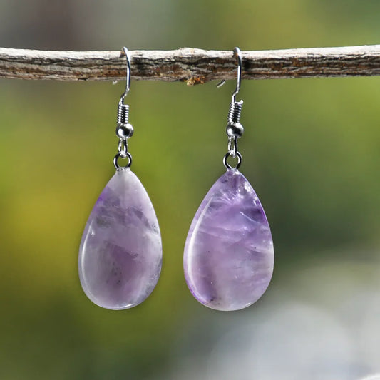 1 Pair Vintage Style Simple Style Water Droplets Alloy natural stone Drop Earrings
