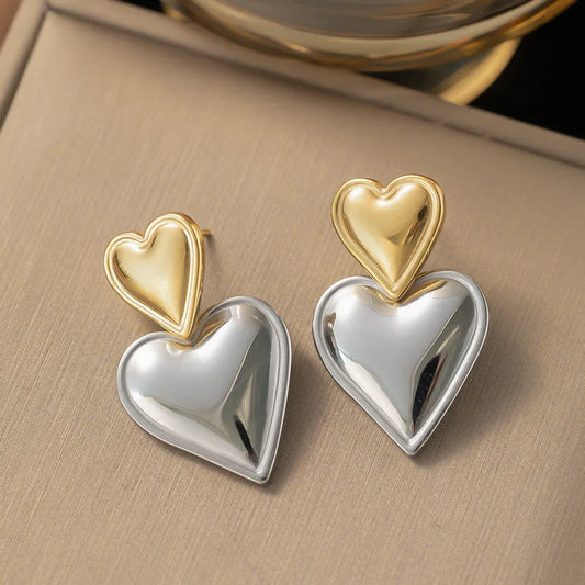 1 Pair IG Style Elegant Vintage Style Heart Shape Flower Butterfly 304 Stainless Steel Drop Earrings Ear Studs