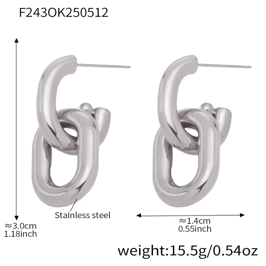 1 Pair Casual Elegant Hip-Hop Geometric Polishing Plating 304 Stainless Steel 18K Gold Plated Earrings