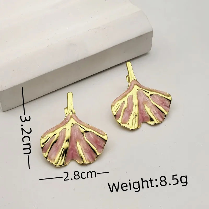 1 Pair Retro Commute Ginkgo Leaf 304 Stainless Steel Butterfly Backs Ear Studs