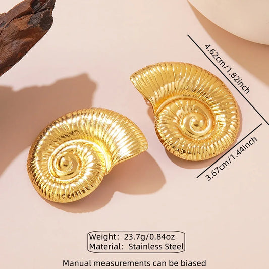 1 Pair IG Style Vacation Sweet Conch 304 Stainless Steel Imitation Gold Ear Studs
