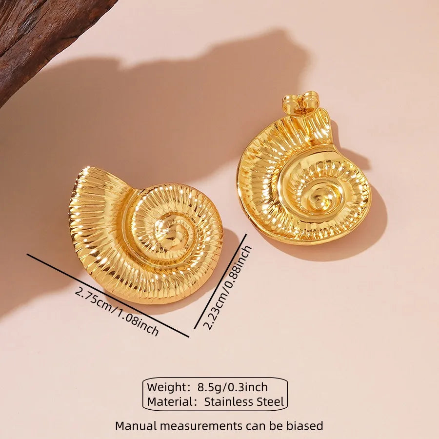 1 Pair IG Style Vacation Sweet Conch 304 Stainless Steel Imitation Gold Ear Studs