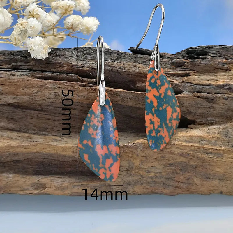 1 Pair Retro Bohemian Water Droplets Inlay natural stone Natural Stone White Ear hook