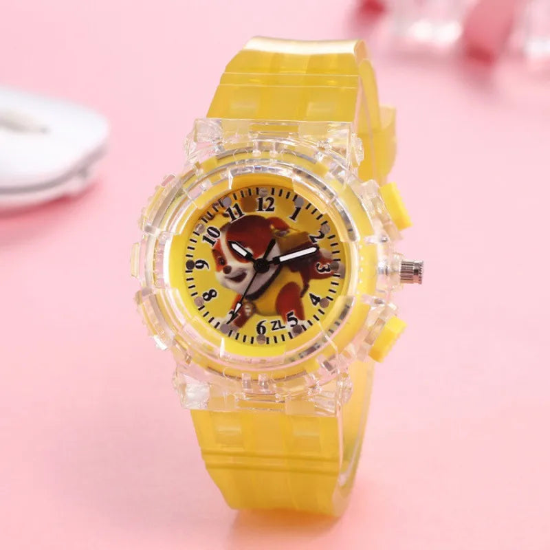 in stock Supply Children's Kindergarten Luminous Watch Wang Wang Team Colorful Flash Boys Quartz Wristwatch