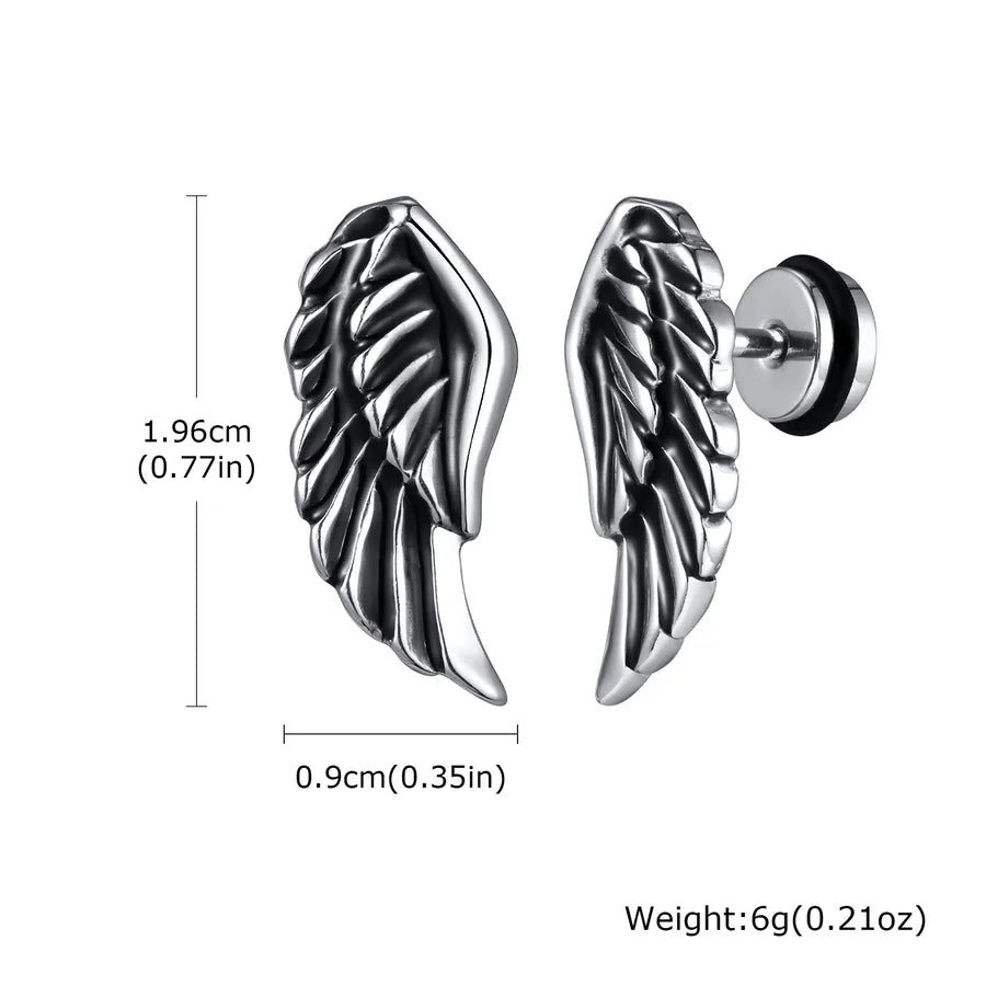 1 Piece 1 Pair Hip-Hop Wings Plating 201 Stainless Steel Butterfly Backs Ear Studs