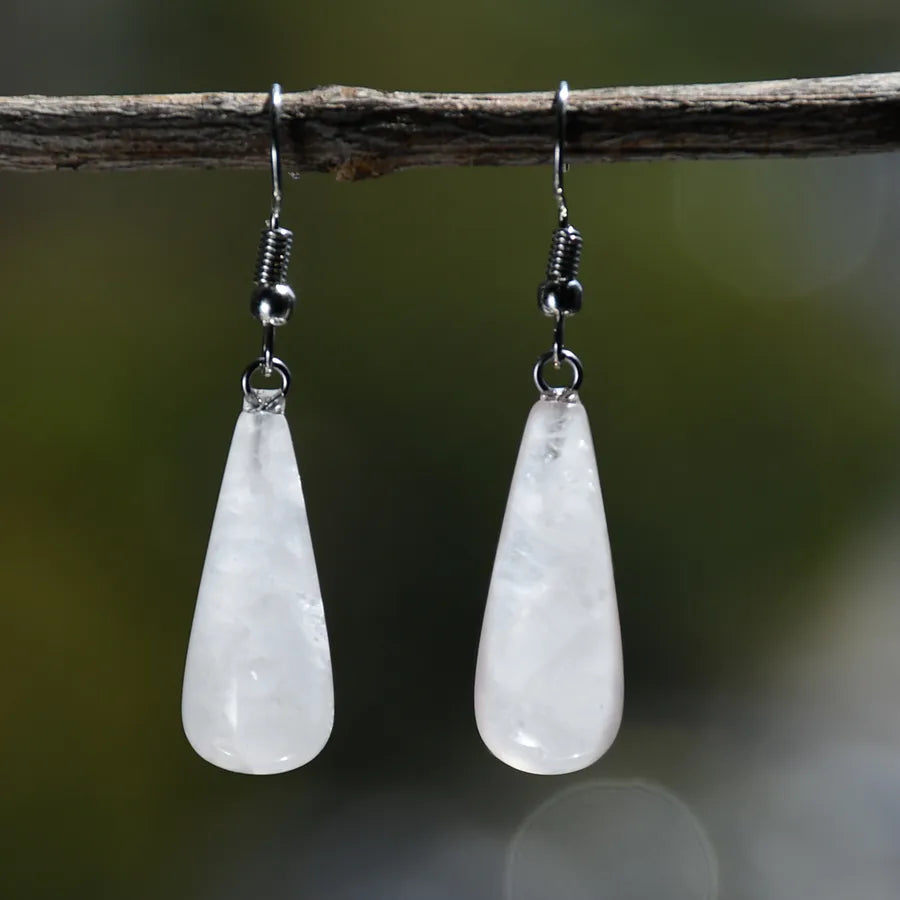 1 Pair Simple Style Water Droplets Alloy natural stone Drop Earrings