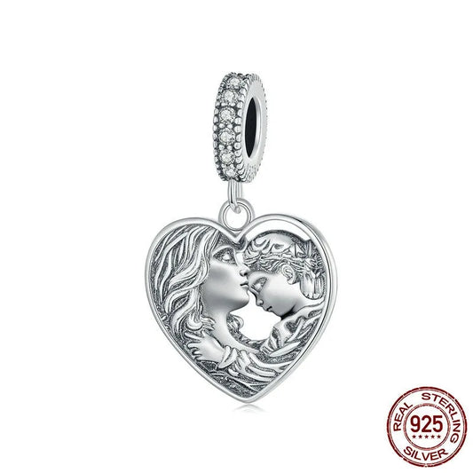 1 Piece 16 * 26mm Hole 4~4.9mm 925 Sterling Silver Zircon Human Heart Shape Polished Pendant Jewelry Accessories