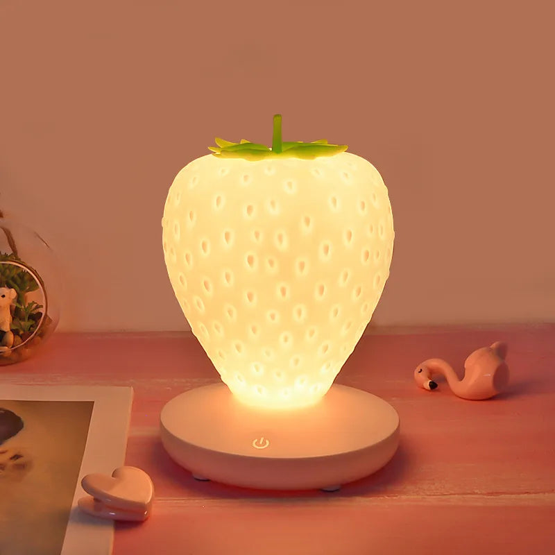 Creative home strawberry night light USB charging bedside decoration atmosphere light new exotic led silicone eye protection table lamp