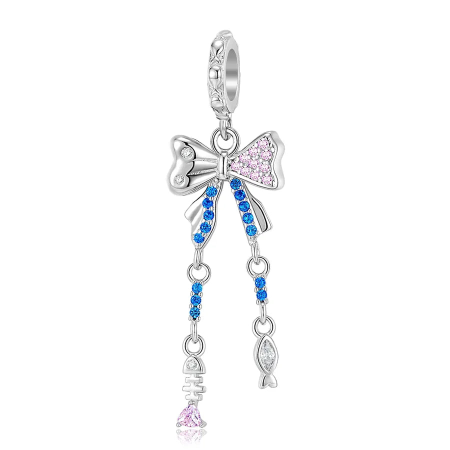 1 Piece 925 Sterling Silver Zircon Mermaid Shell Whale Jewelry Accessories