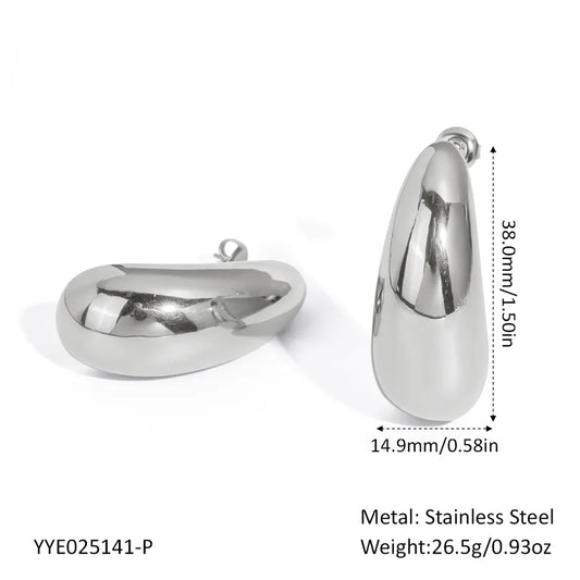 1 Pair Elegant Modern Style Shiny Water Droplets Polishing Plating 304 Stainless Steel 18K Gold Plated Butterfly Backs Ear Studs