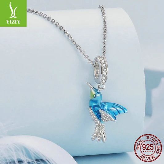 1 Piece 925 Sterling Silver White Gold Plated Butterfly Bird DIY Jewelry Accessories Pendant Beads