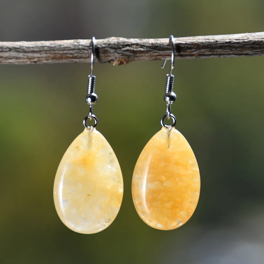 1 Pair Vintage Style Simple Style Water Droplets Alloy natural stone Drop Earrings