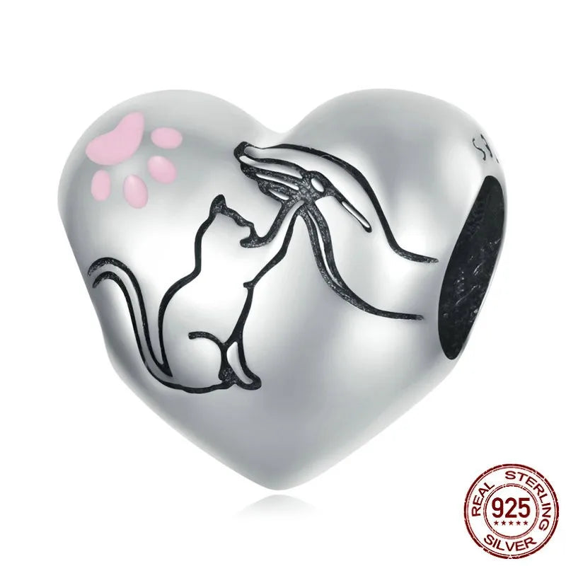 1 Piece 925 Sterling Silver Zircon Human Letter Heart Shape Polished Beads Jewelry Accessories