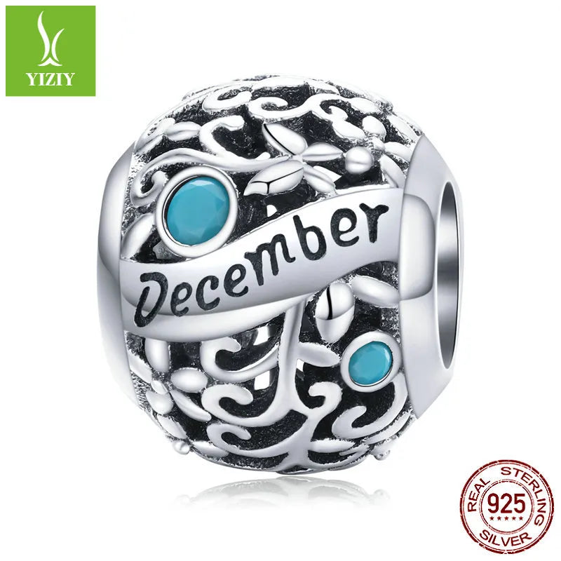 1 Piece 925 Sterling Silver Birthstone Solid Color Jewelry Accessories