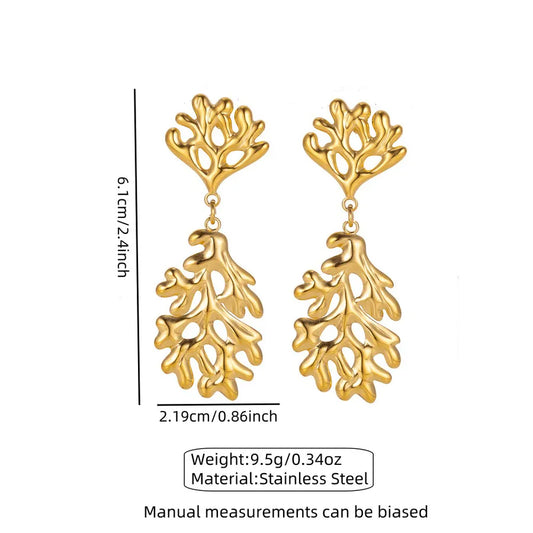1 Pair Fairy Style Beach Sweet Coral Coral 304 Stainless Steel Imitation Gold Drop Earrings