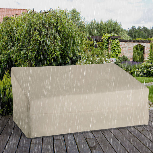 Outsunny 600D Oxford Cloth Furniture Cover, 3 Seater Sofa Protector for Garden Patio, Outdoor, Waterproof, Beige, 218 x 111 x 63-101 cm