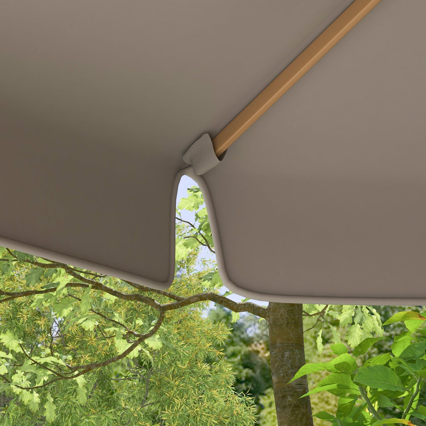Outsunny 3.3(m) Garden Parasol Umbrella, Outdoor Sun Shade Canopy with 8 Bamboo Ribs, Ruffles and Wood Pole, Grey