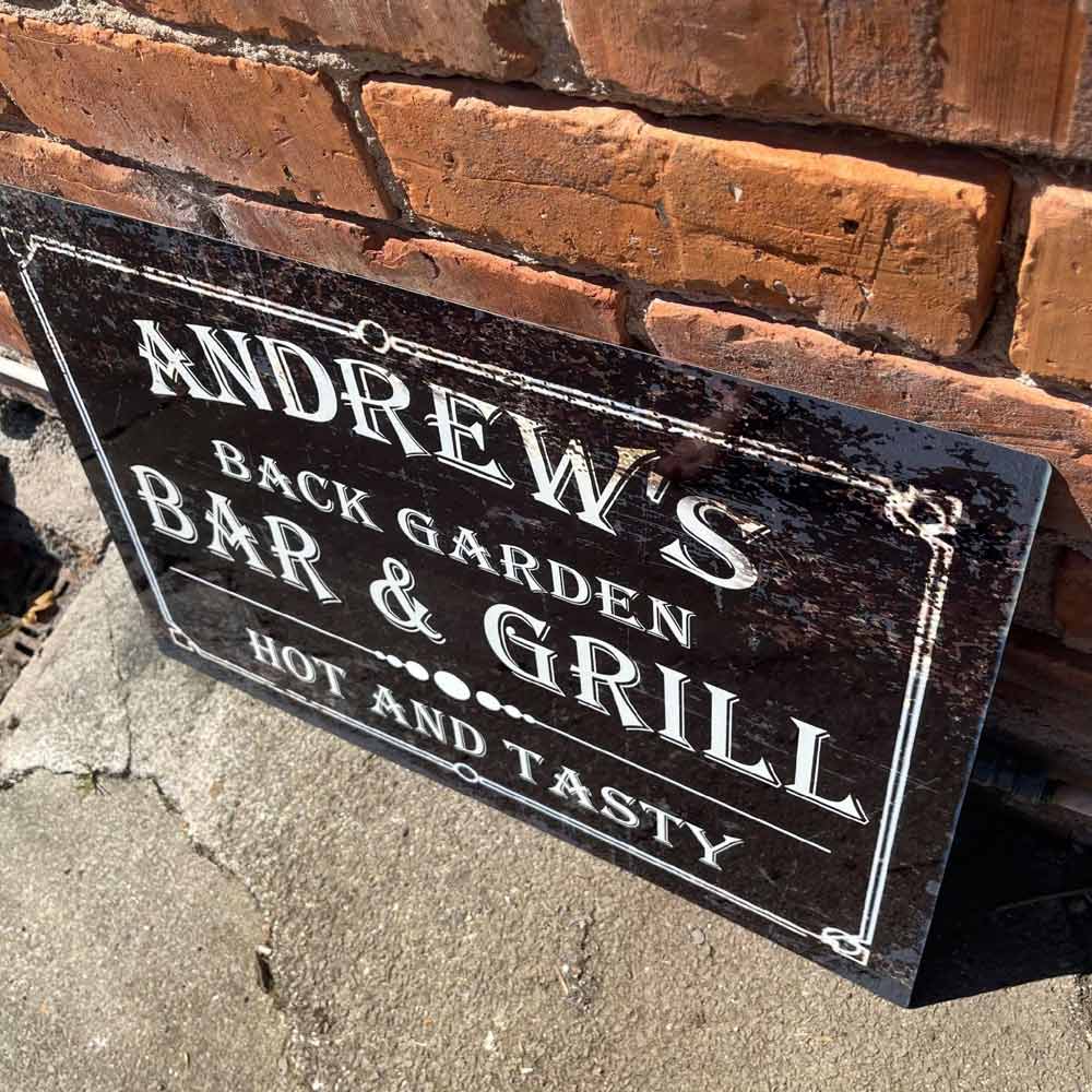 Vintage Style Metal Personalised Bar and Grill Sign