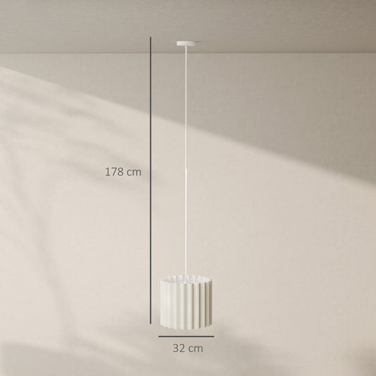 HOMCOM Linen Pendant Light, Modern Wave Ceiling Light Shade, E27 Lampshade for Living Room, Bedroom, Kitchen, Hallway, White