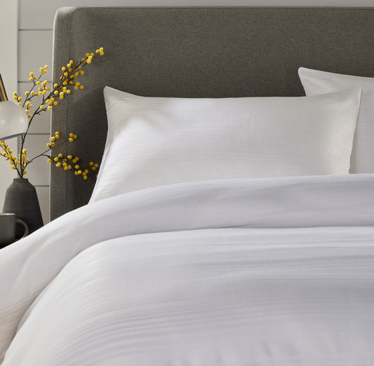 Stripe Jacquard Reversible Cotton Blend Duvet Cover Set with Pillowcases Luxurious Eco-Friendly Bedding for Master and Guest Bedrooms Multiple Sizes and Colours by OLIVIA ROCCO