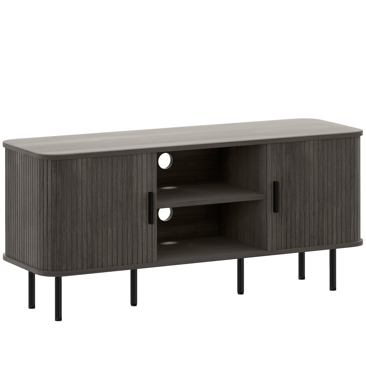 HOMCOM TV Stand Cabinet for TVs up to 55 Inches, TV Unit with Storage Shelves and Cupboard for Living Room, Grey