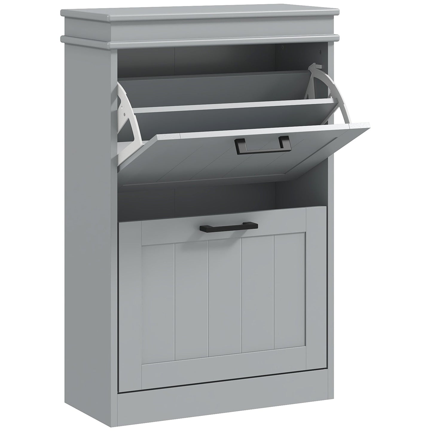 HOMCOM Two-Drawer Minimalistic Shoe Storage Cabinet, for 10 Shoes, Grey