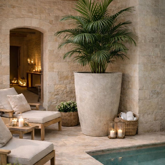 Vessara | Truffle – 100cm XXL Tall Concrete Planter – 172L Round Plant Pot