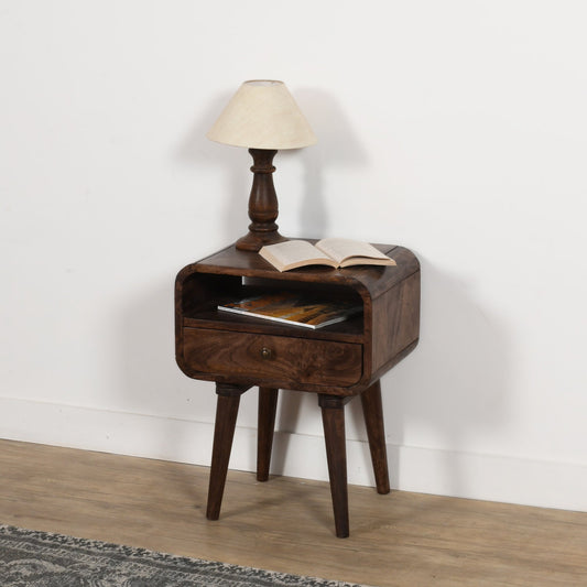 Franklin Dark Mango Wood Bedside Table with Drawer