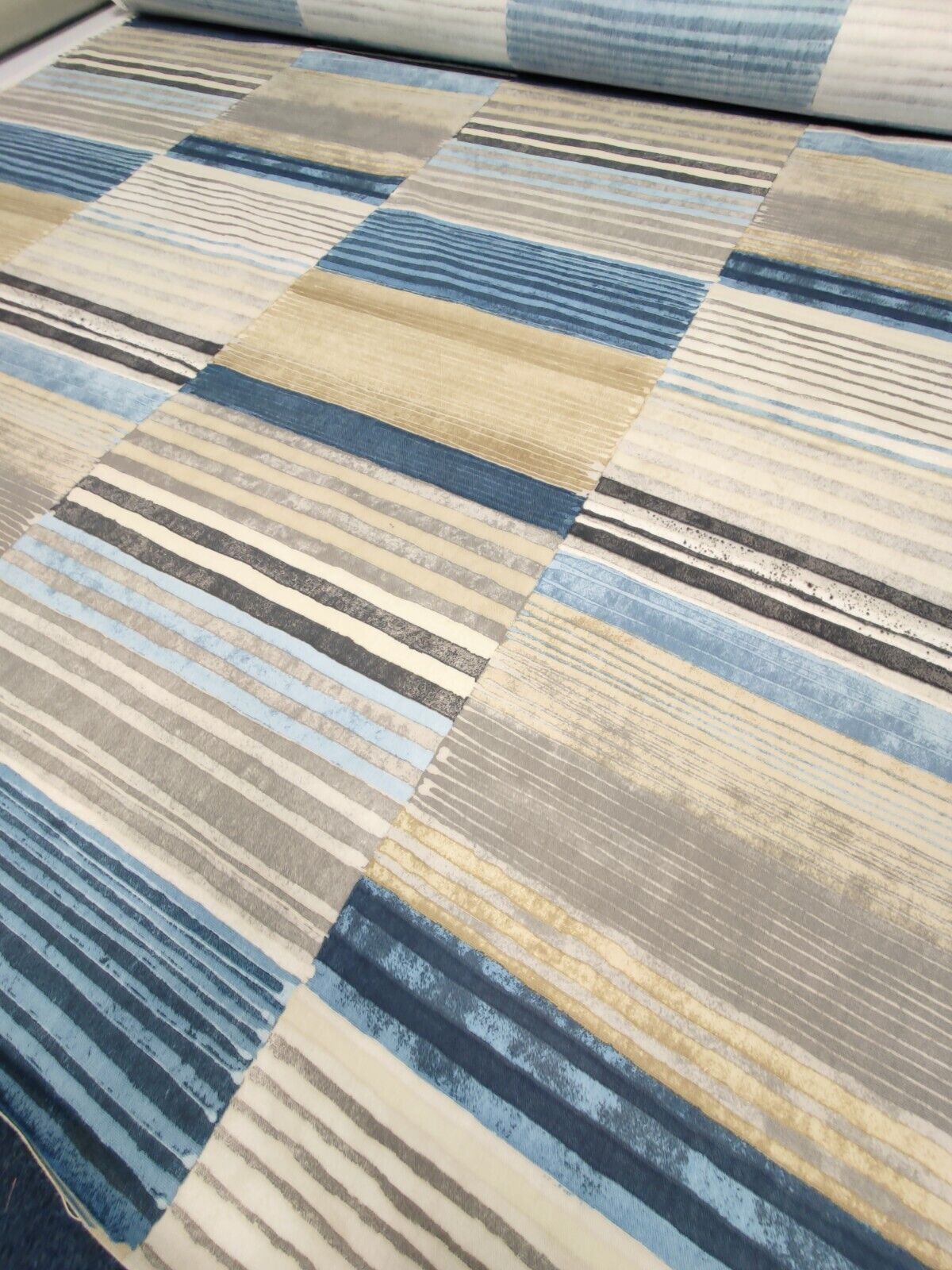 Scion Medini Denim/Ochre/Shale Curtain Fabric By The Metre