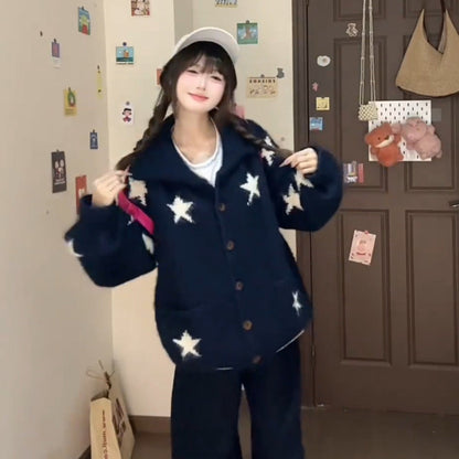 Slim And Loose Korean Lazy Knit Cardigan
