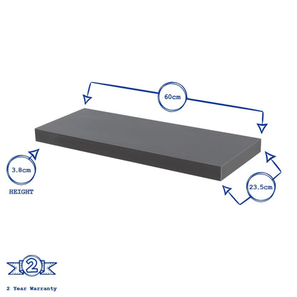 60cm Black Modern Floating Shelf