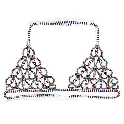 Sexy Bikini With Heart-shaped Rhinestone Claw Chain On Body Chain