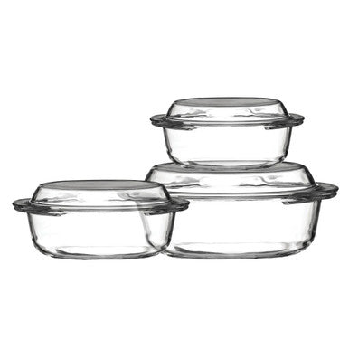 Set Of 3 Borosilicate Glass Casserole Dishes