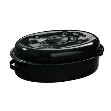 Carvara 42cm Black Enamel Self Basting Roaster with Rack