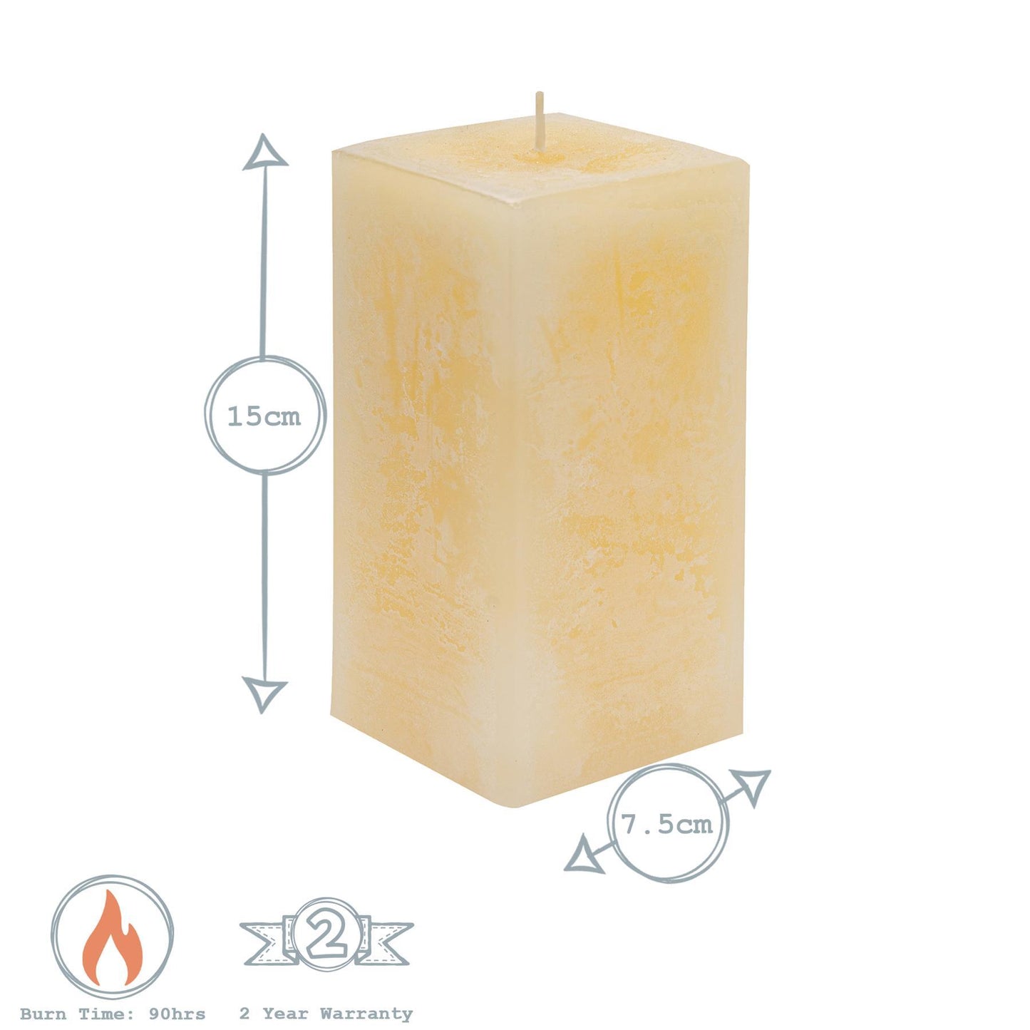 15cm Vanilla Square Pillar Candle
