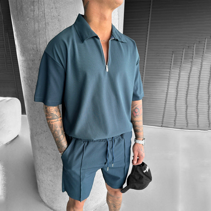 The Weekend Edit – Men’s Zipper Polo & Shorts Summer Suit Set