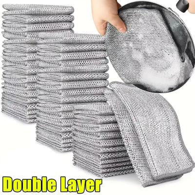 Double-sided Kitchen Oilproof Double-layer Cleaning Scouring Pad